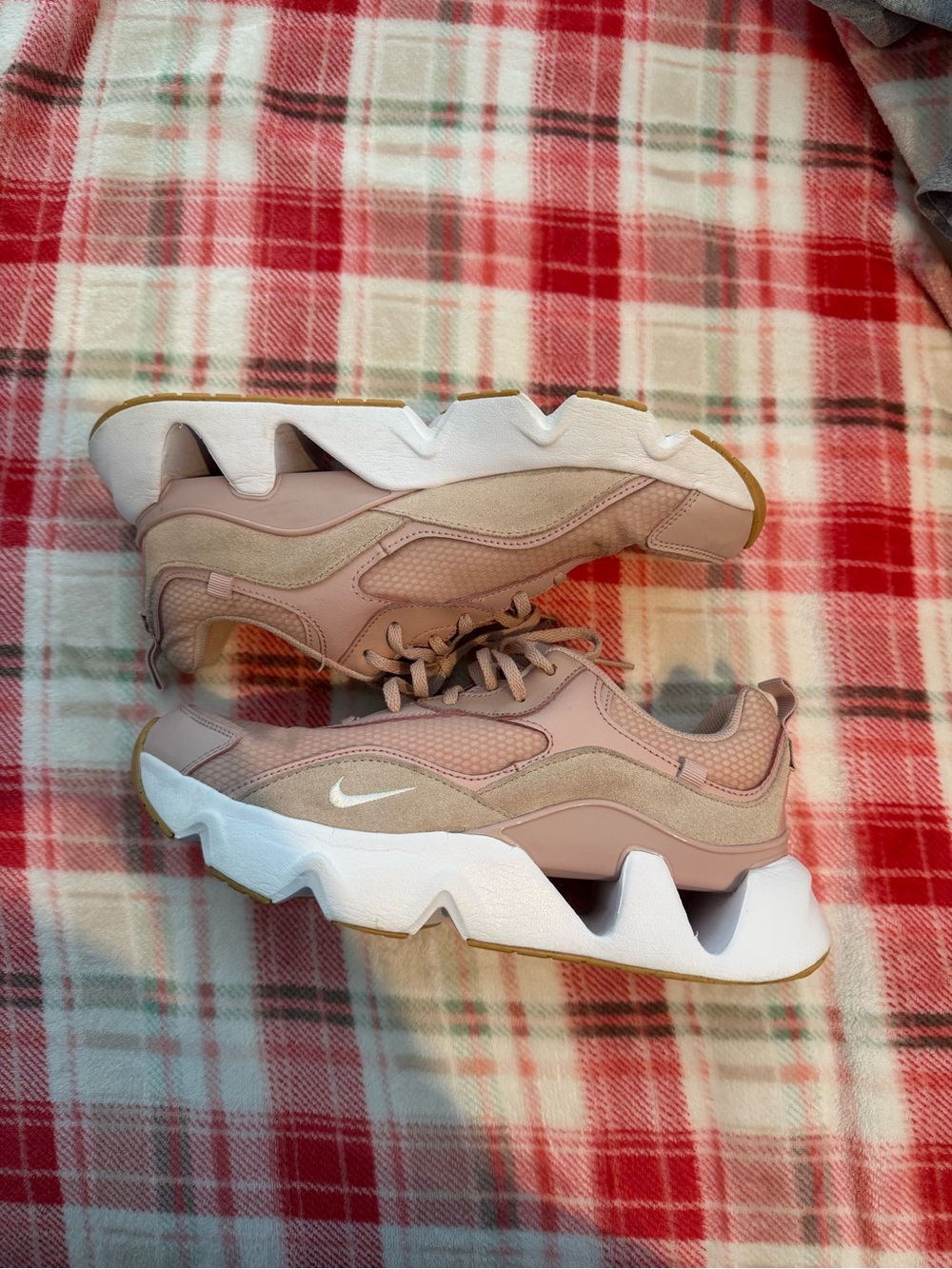 Nike women's Pink and White Chunky Wave Sneakers
